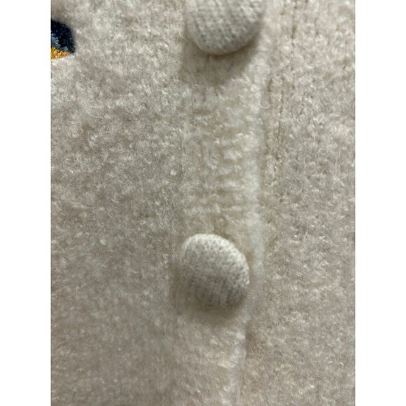 ZARA Novelty Bird Embroidered Short Sleeve Cardigan Cream Size L Preppy - Picture 10 of 10